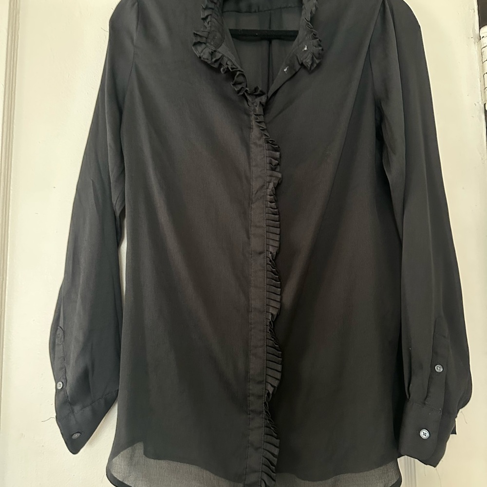 Elegant Black Ruffle Blouse